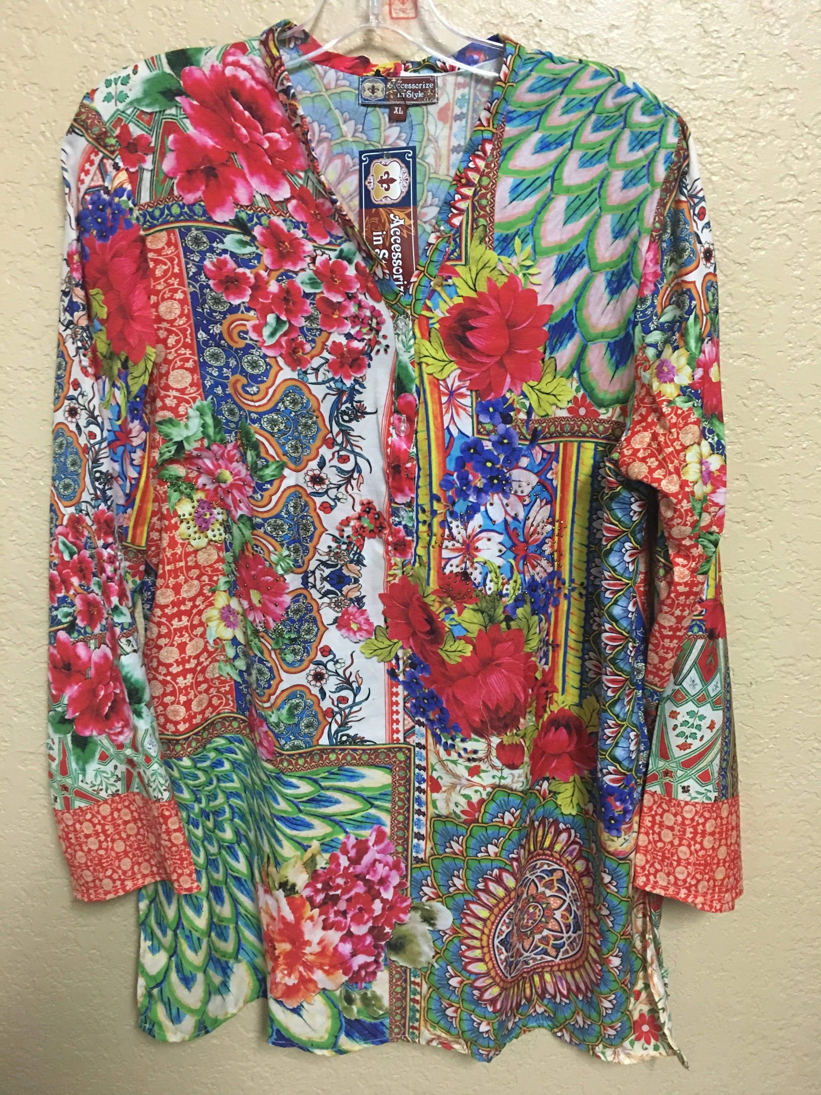 Accessorize In Style Dressy AIS Exclusive Cheri Signature Style Deep V-Neck - Peacock