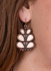 Accessorize In Style Fashion Earrings Fashion Copper Feather Style Earrings with White Stones