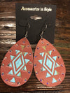 Accessorize In Style Fashion Earrings Fashion Leather Aztec Earrings with Crystals - Brown