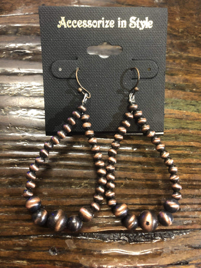 Accessorize In Style Fashion Earrings Fashion Teardrop Navajo Pearl Earrings - Copper