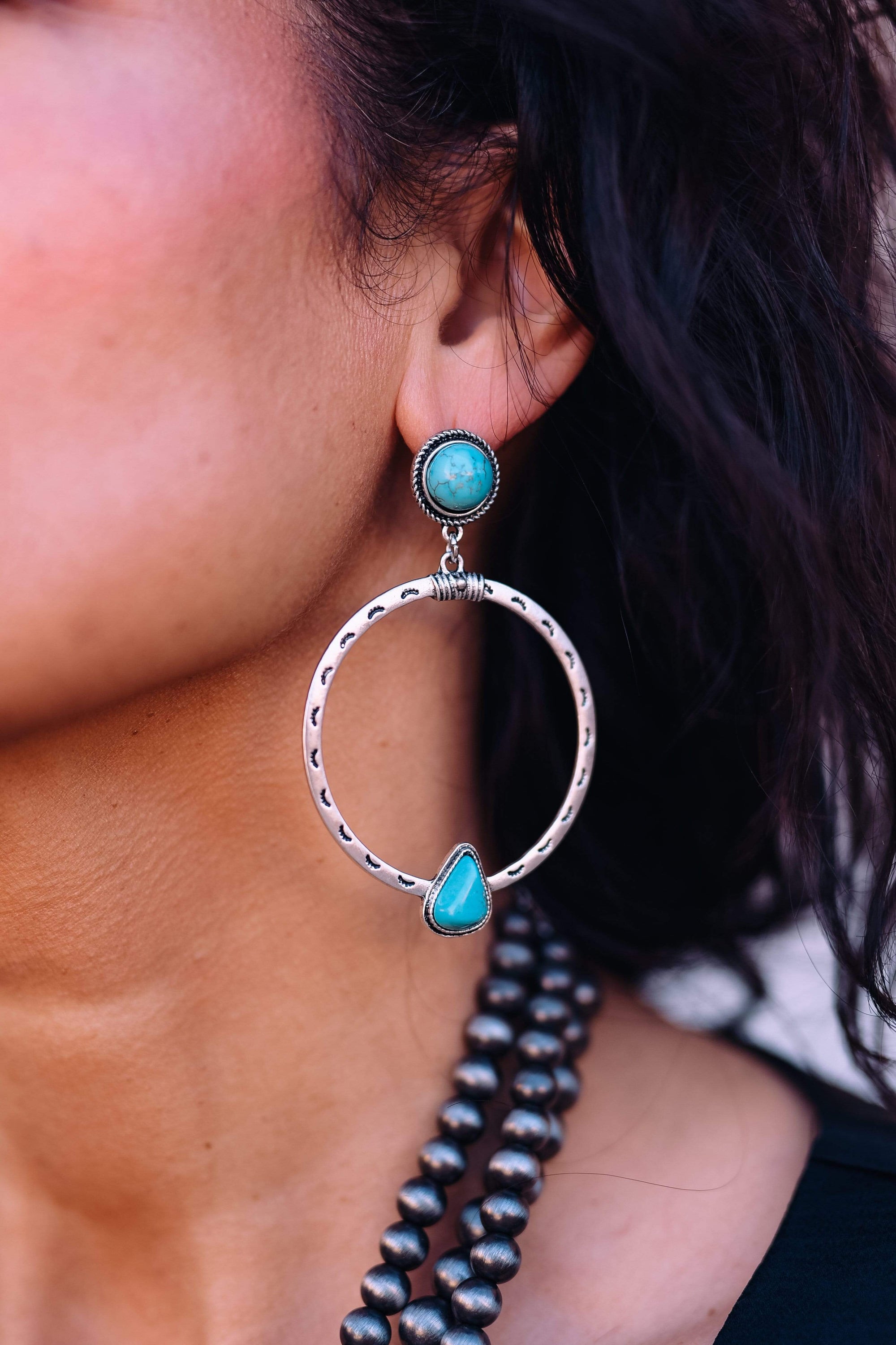 Accessorize In Style Fashion Earrings Fashion Turquoise Hoop Earrings