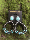 Accessorize In Style Fashion Earrings Navajo Pearl Fashion Earrings with Turquoise Beads
