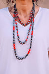 Accessorize In Style Fashion Necklaces Fashion 3 Strand Graduated Navajo Pearls - Red