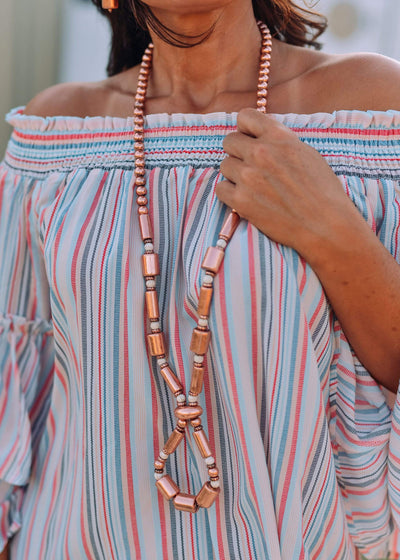 Accessorize In Style Fashion Necklaces Fashion Copper Cylinder Bead Necklace SET