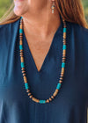 Accessorize In Style Fashion Necklaces Fashion Copper, Wood, Turquoise Necklace - 34"