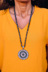 Fashion Large Zuni Medallion Pendant - White