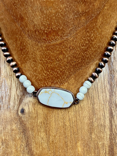 Accessorize In Style Fashion Necklaces Fashion Navajo Pearl Stone Choker - Copper