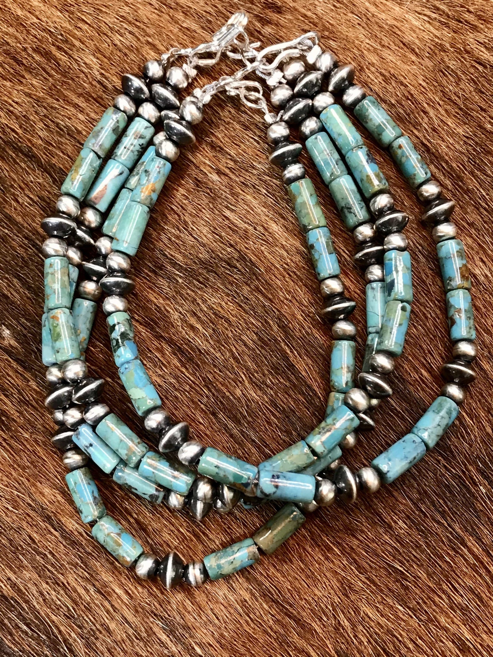 Accessorize In Style Sterling Bracelets Lakeshore Navajo & Turquoise Cylinder Bracelet