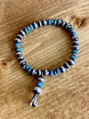 Accessorize In Style Sterling Bracelets Sandy Turquoise Flute Blossom Navajo Stretch Bracelet