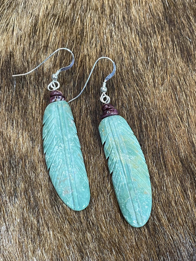 Accessorize In Style Sterling Earrings A Ciara Carved Feather Turquoise Earrings