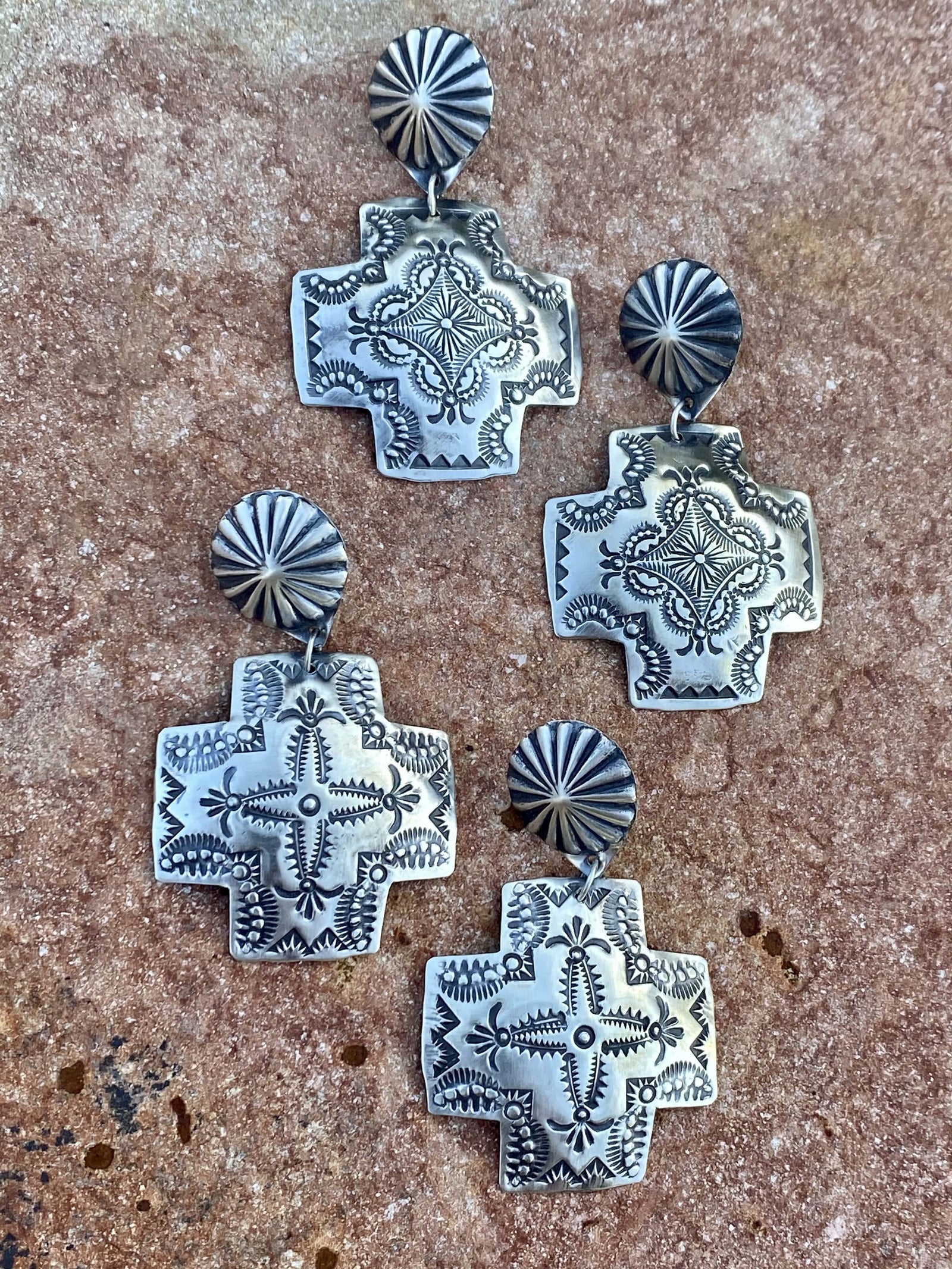 Accessorize In Style Sterling Earrings Ashley Sterling Concho Cross Earrings