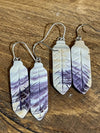 Accessorize In Style Sterling Earrings Darla Purple & White Carved Feather Earrings