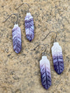 Accessorize In Style Sterling Earrings Darla Purple & White Carved Feather Earrings