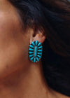 Accessorize In Style Sterling Earrings Kayla Thin Oval Framed Turquoise Cluster Earrings
