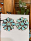 Accessorize In Style Sterling Earrings Kingman Turquoise Cluster Post Earrings