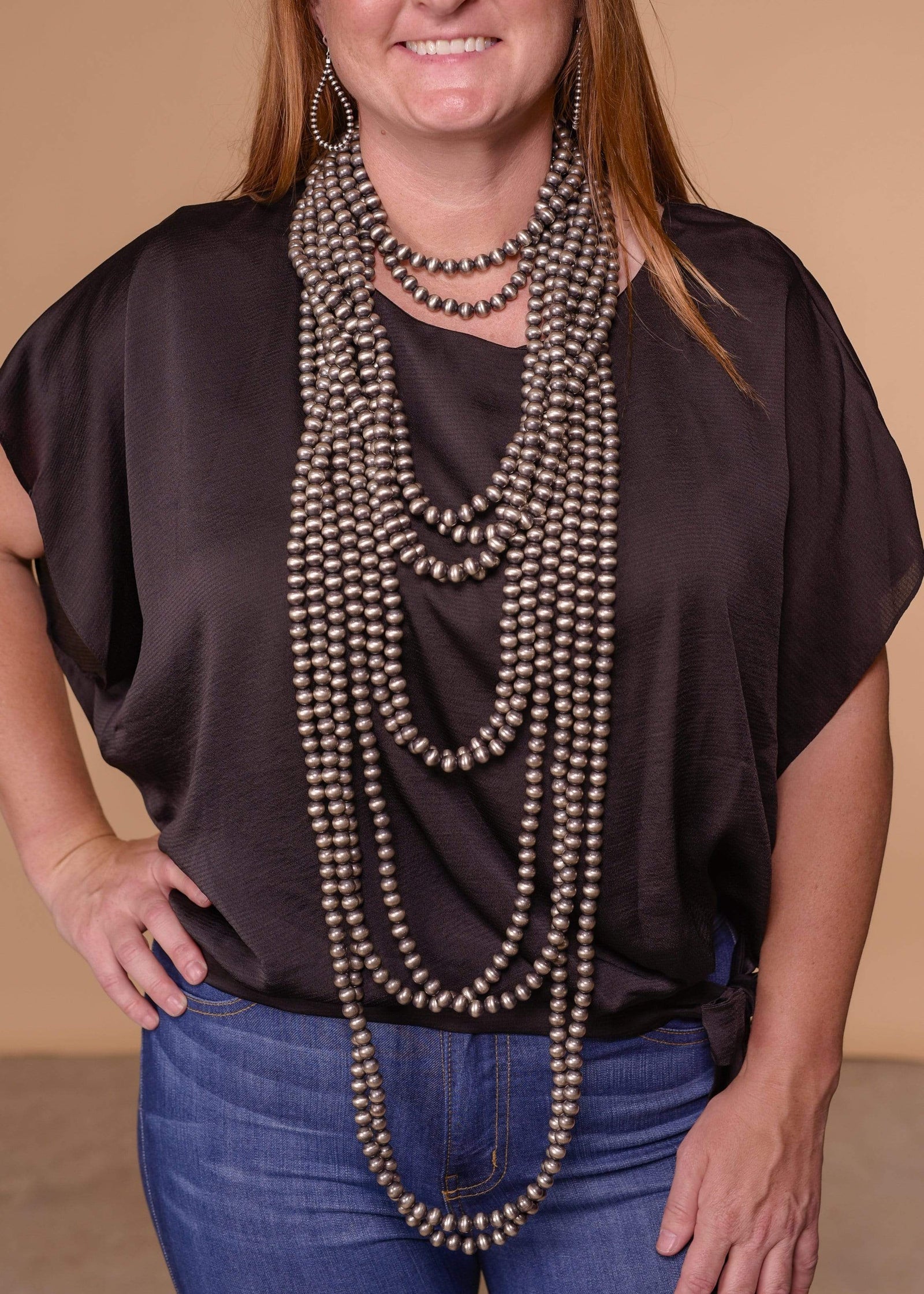 Accessorize In Style Sterling Navajo Pearls 12mm Navajo Pearl Necklace 16"- 48"