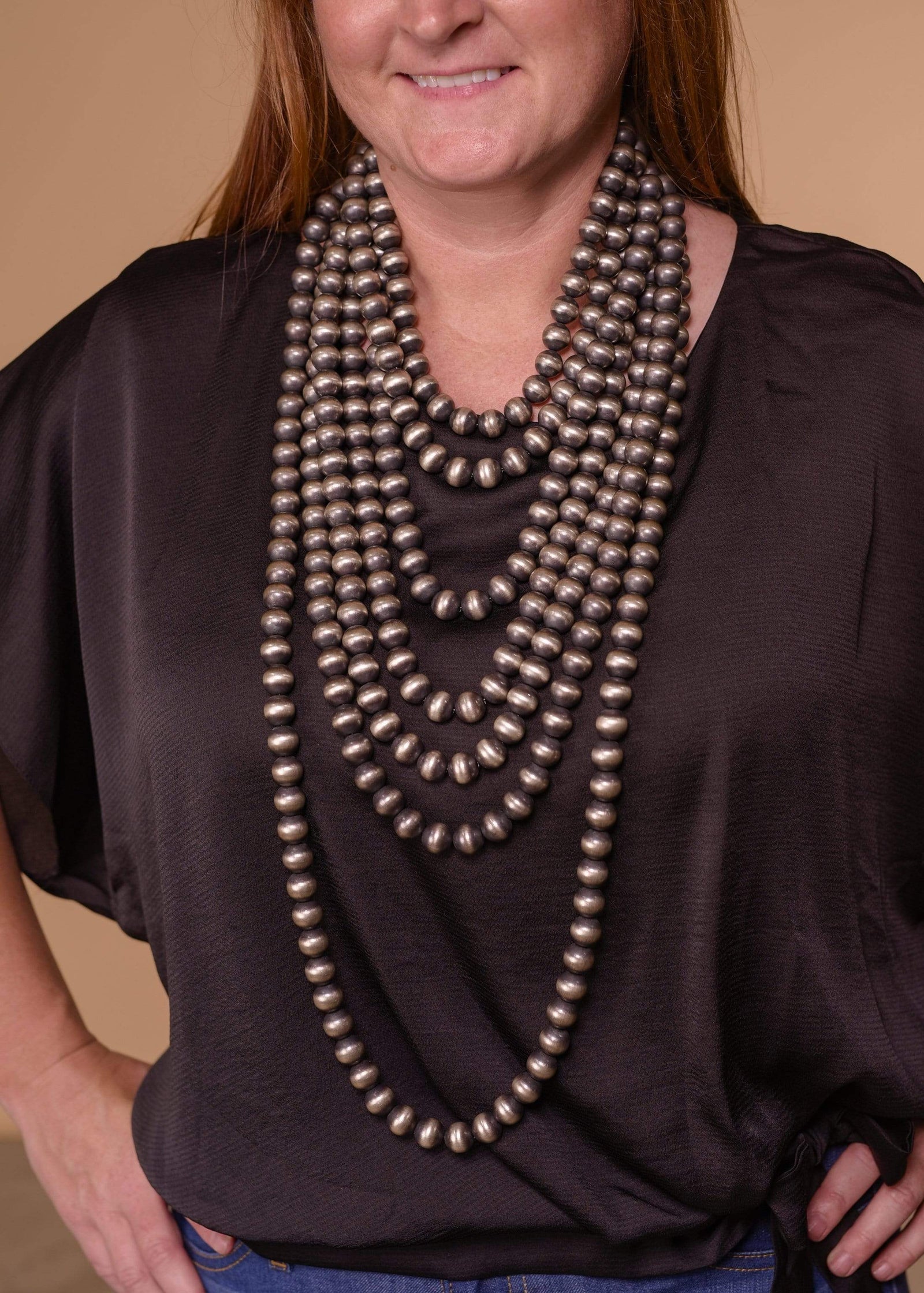 Accessorize In Style Sterling Navajo Pearls 14mm Navajo Pearl Necklace 18"- 48"