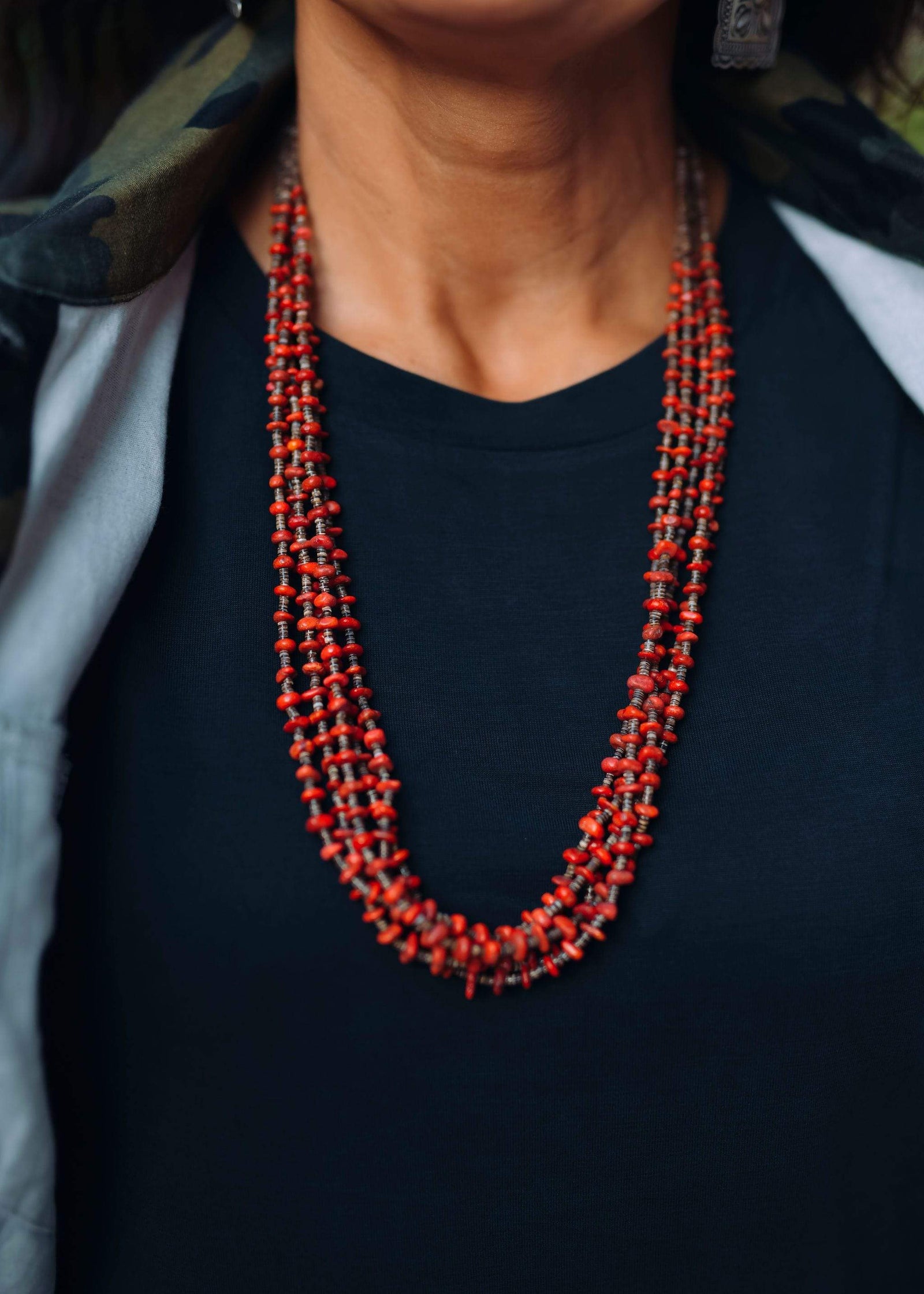Accessorize In Style Sterling Necklaces Ruby Red Spiny 5 Strand Necklace