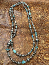 Accessorize In Style Sterling Necklaces Sarah Turquoise & Varied Navajo Necklace - 60"