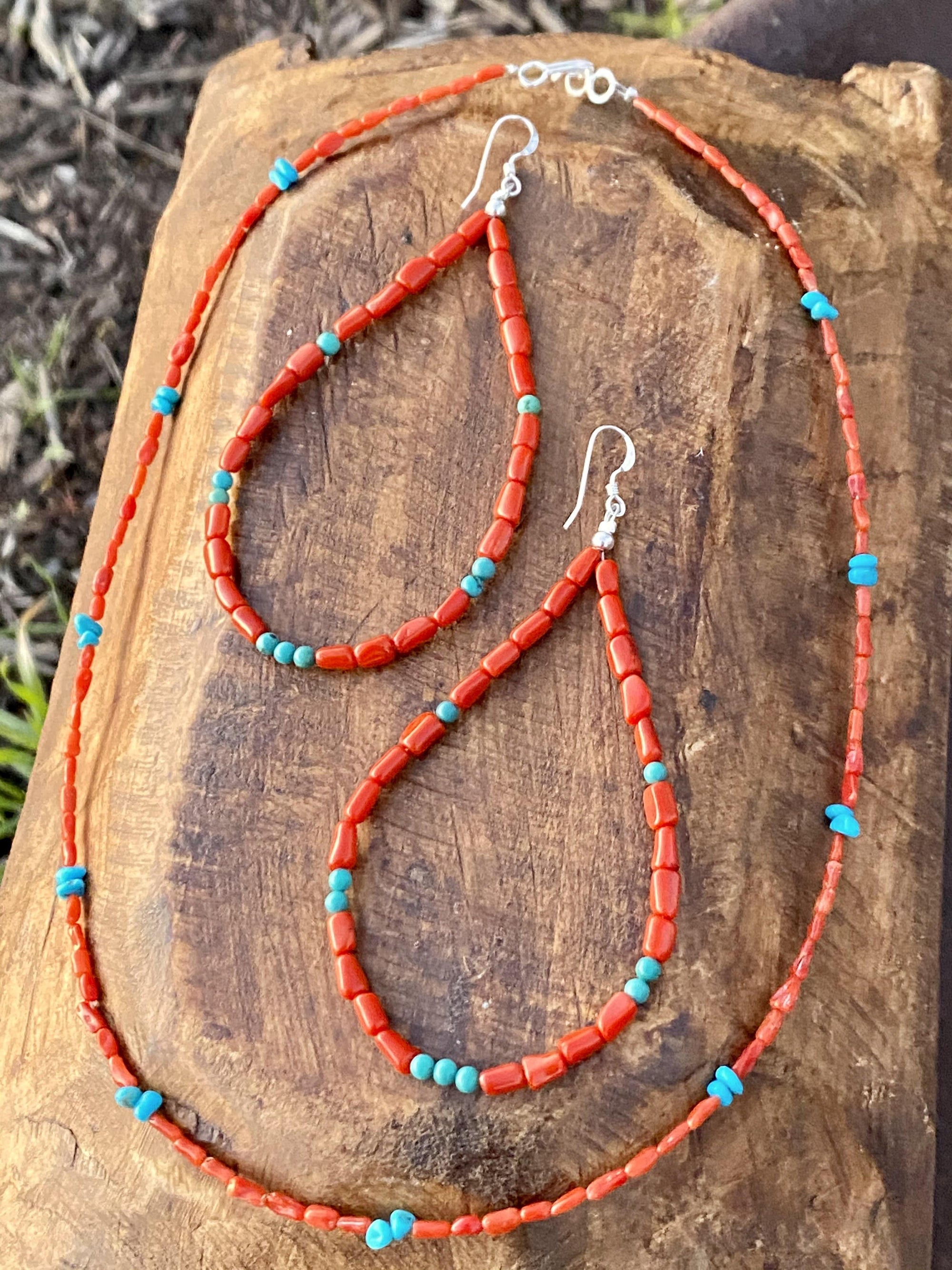 Accessorize In Style Sterling Necklaces Sophie Coral & Turquoise - 18”