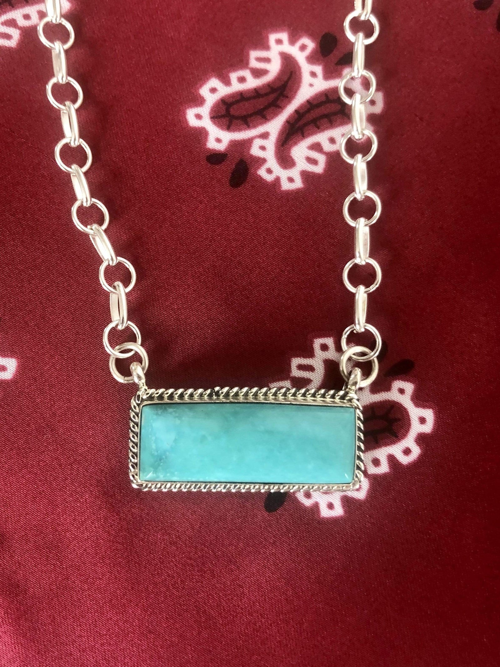 Sterling Roped Kingman Bar Necklace
