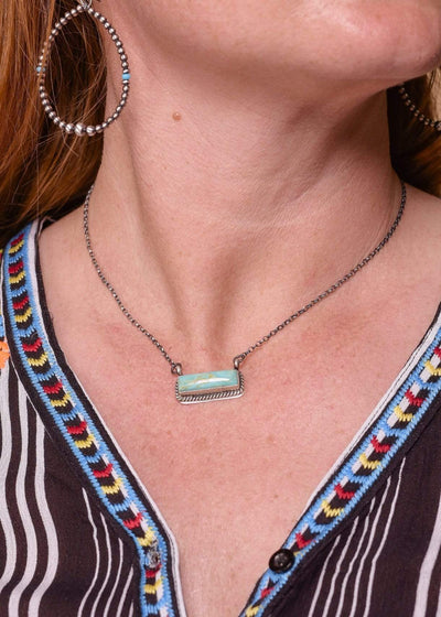 Accessorize In Style Sterling Necklaces Turquoise Bar Necklace - Small