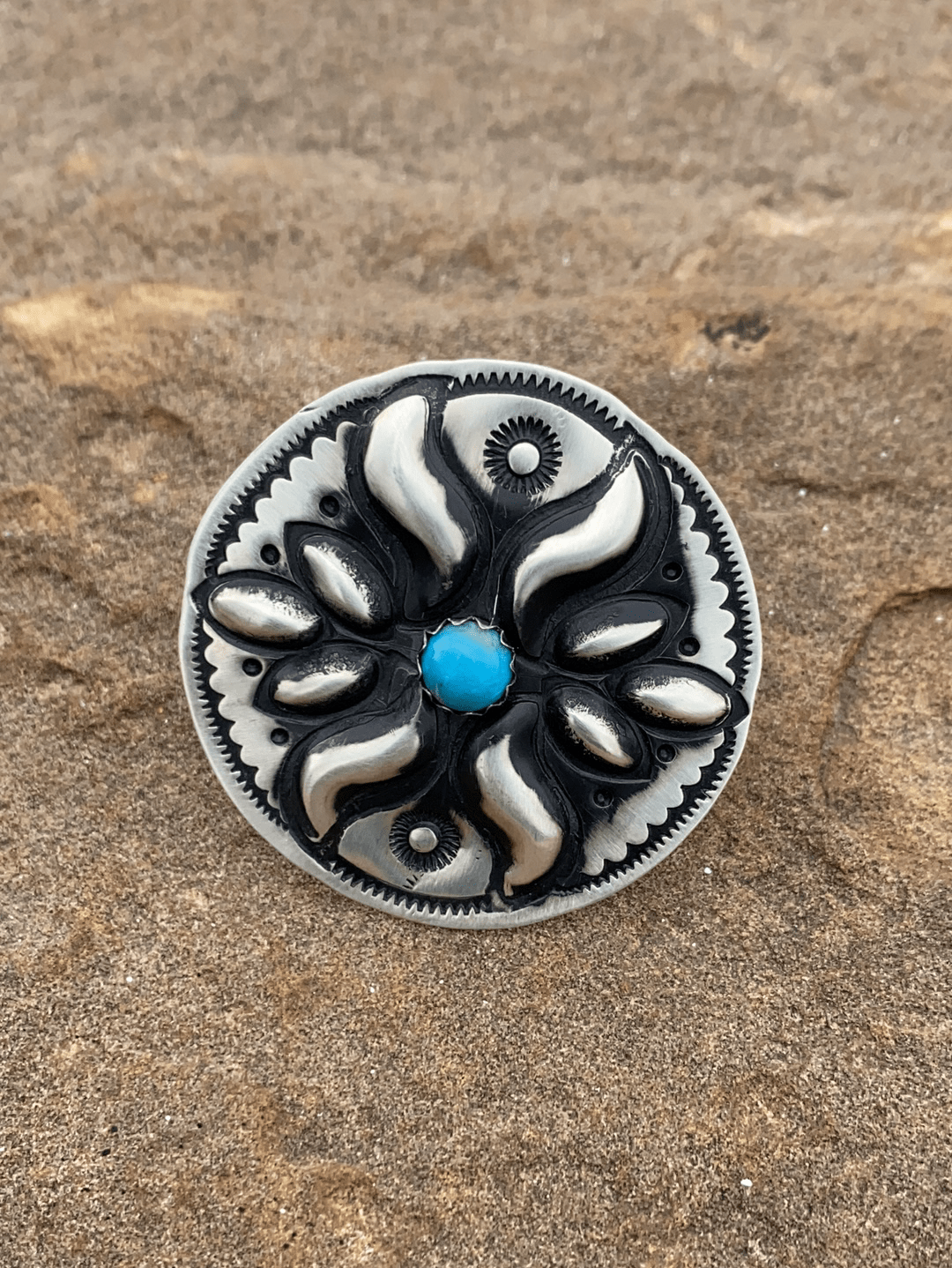 Accessorize In Style Sterling Rings A Cora Sterling Concho & Turquoise Ring - 8