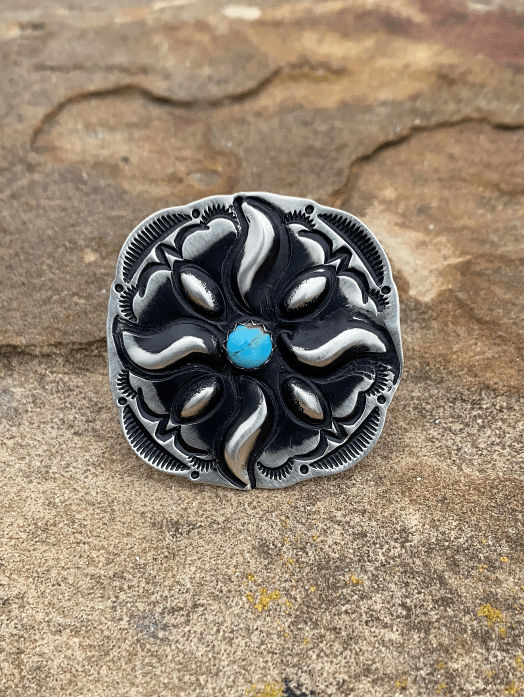 Accessorize In Style Sterling Rings A Cora Sterling Concho & Turquoise Ring - 8.5