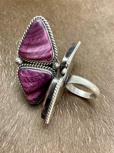 Accessorize In Style Sterling Rings Alexandra Purple Double Triangle Adjustable Ring