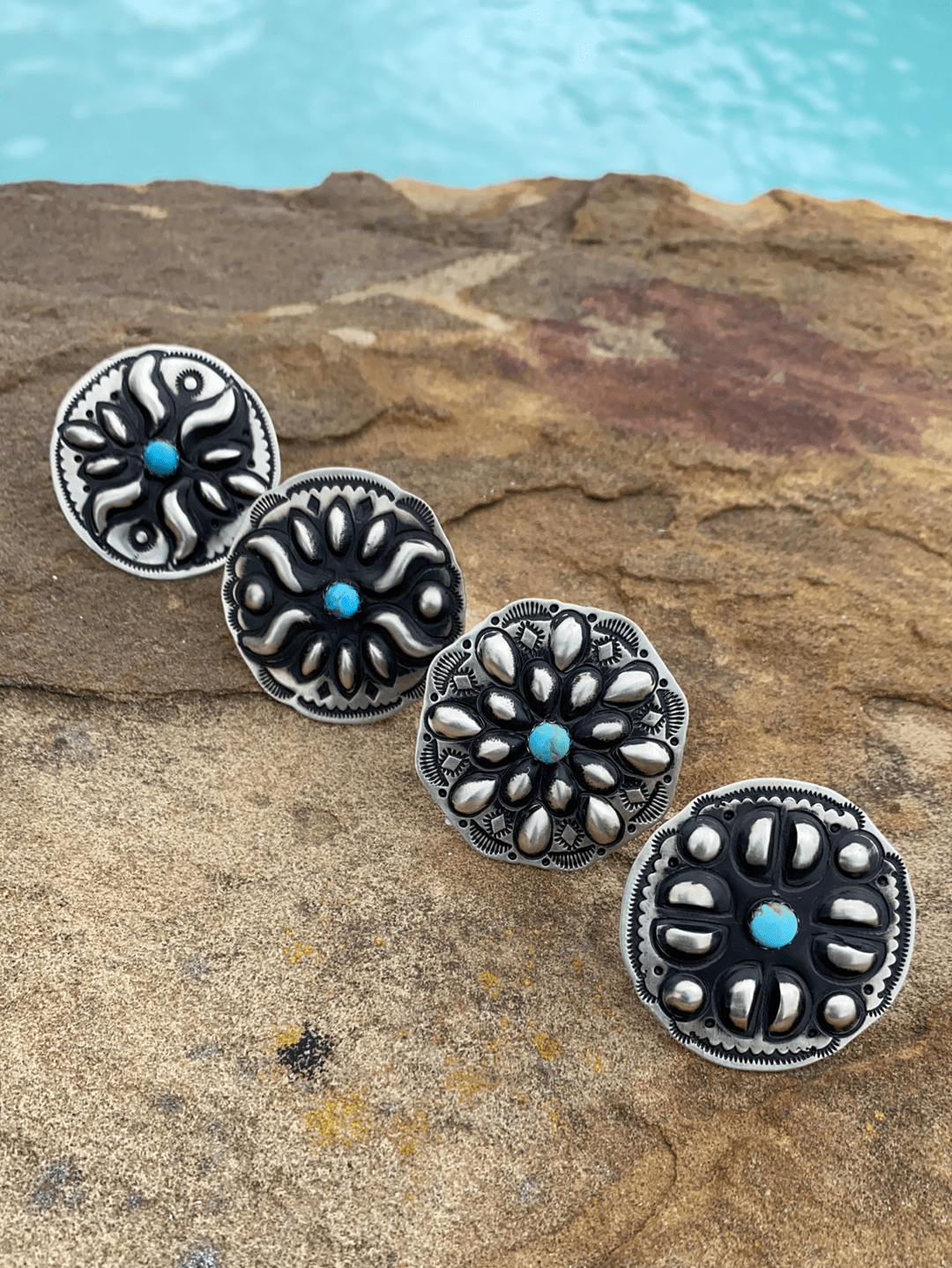Accessorize In Style Sterling Rings Cora Sterling Concho & Turquoise Ring - 8