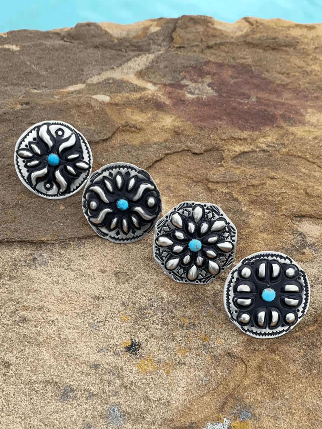 Accessorize In Style Sterling Rings Cora Sterling Concho & Turquoise Ring - 8