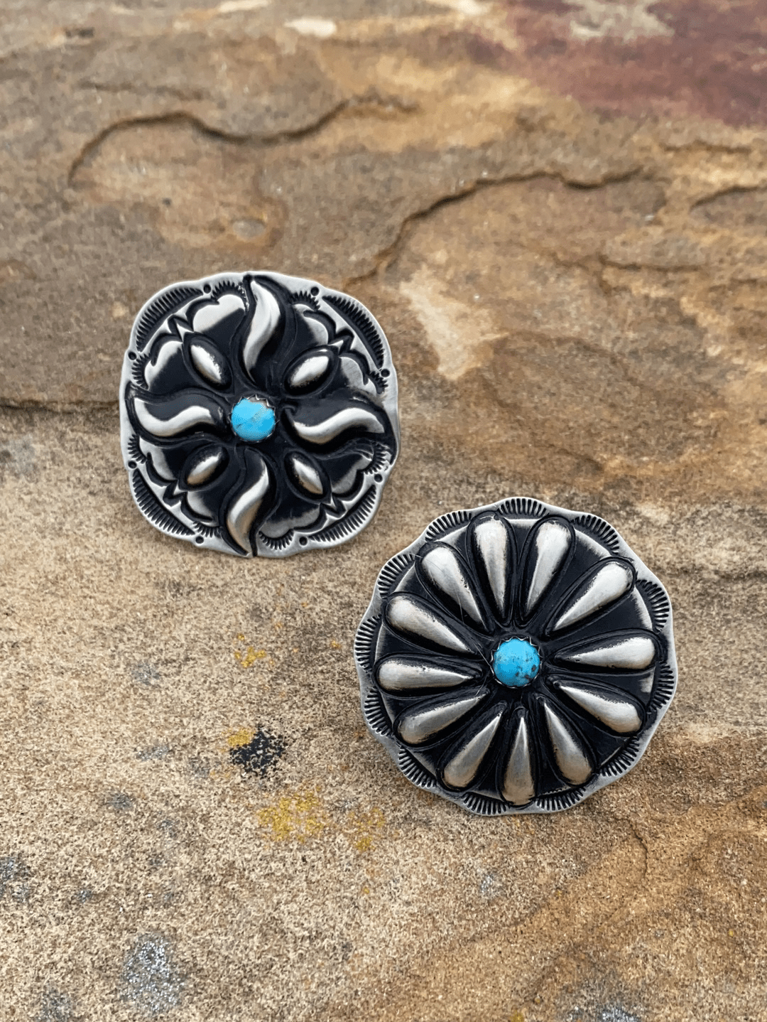 Accessorize In Style Sterling Rings Cora Sterling Concho & Turquoise Ring - 8.5