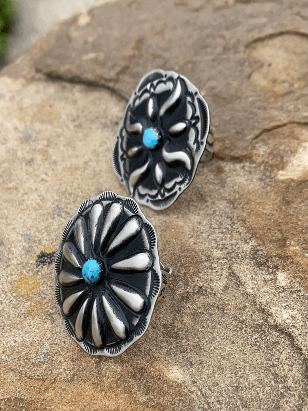 Accessorize In Style Sterling Rings Cora Sterling Concho & Turquoise Ring - 8.5