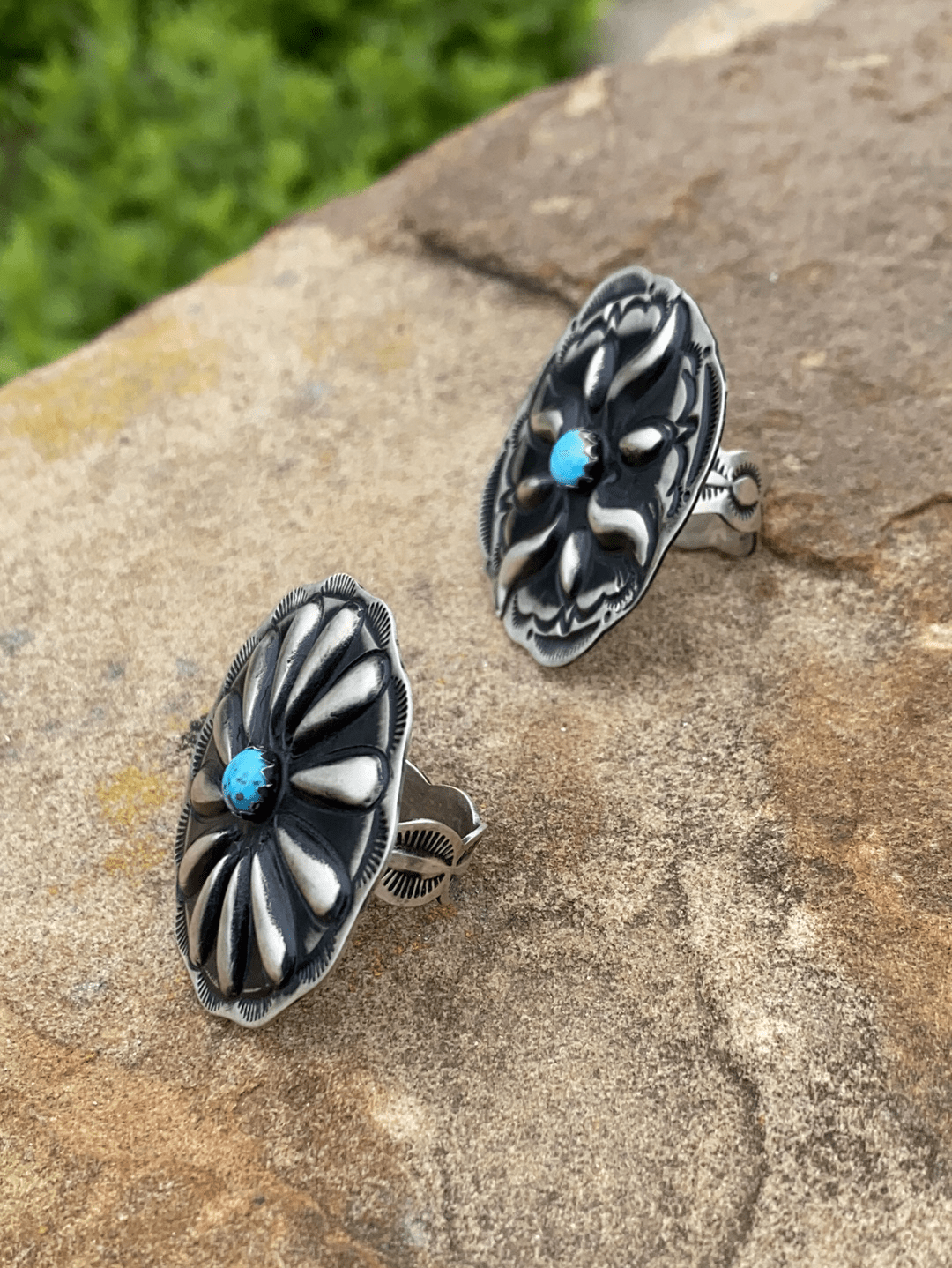 Accessorize In Style Sterling Rings Cora Sterling Concho & Turquoise Ring - 8.5