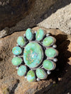 Accessorize In Style Sterling Rings Mauri Sonoran Gold Framed Turquoise Cluster Ring - size 7