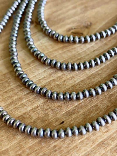 AccessorizeinStyle Sterling Necklaces Lana 3mm Oxidized Navajo Rondelle Beads- 14"- 20"