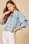 Andree by Unit Jackets Tiered Bell Sleeve Denim Jacket