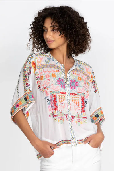 Johnny was top white blouse