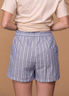 Striped Shorts With Tie Front - Denim