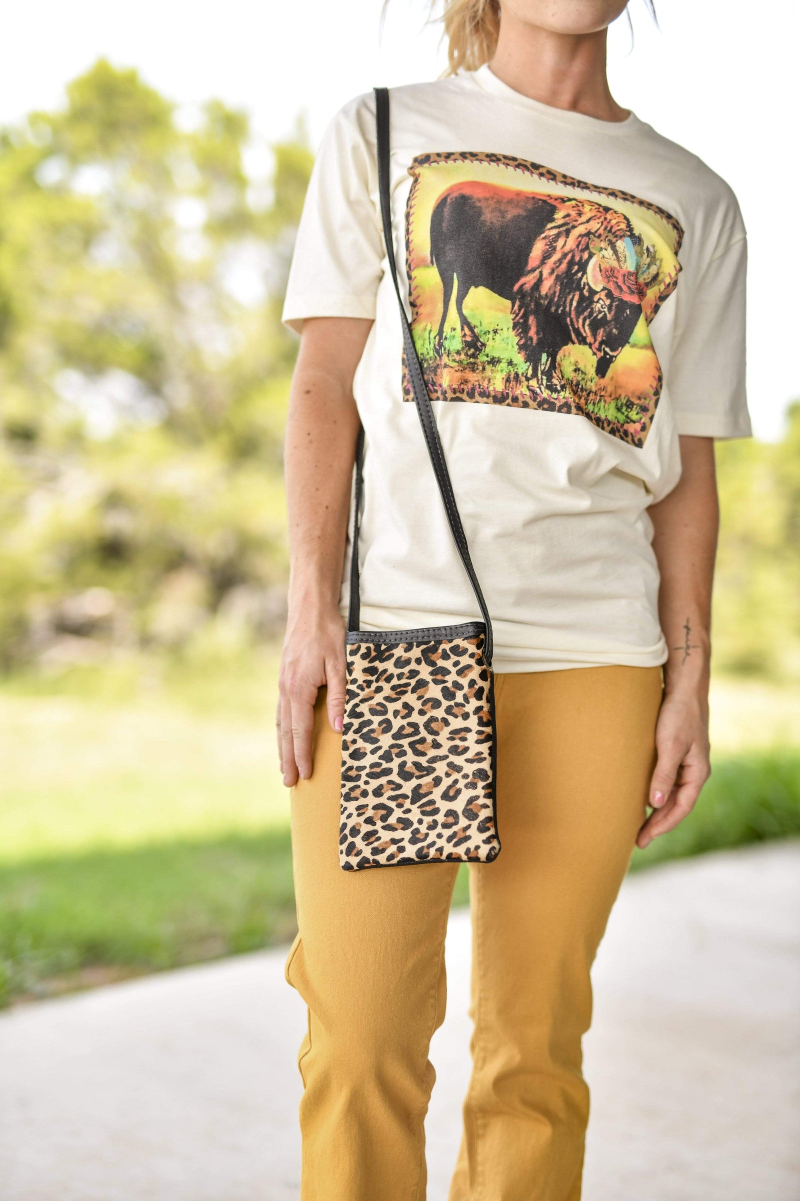 Cripple Creek Designs Handbags Leopard Hair on Hide Crossbody Purse