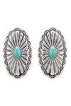 EWAM Fashion Earrings Silver Oval Concho Turquoise Earrings