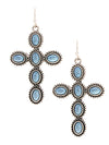 Kassidy Oval Stone Cross Fashion Earrings - Steel Blue