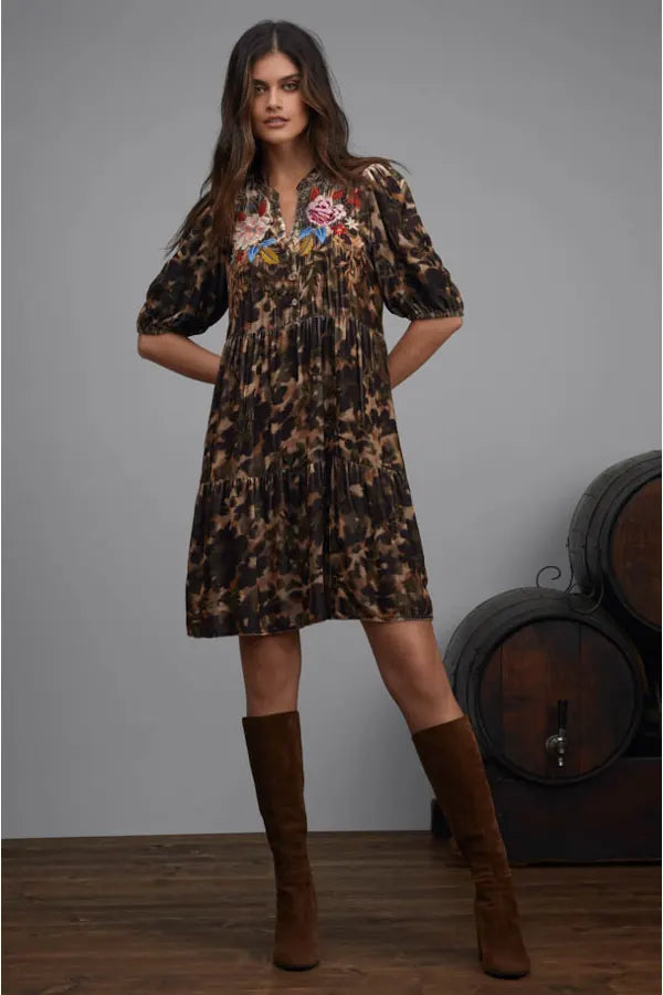 Celestin Velvet Puff Sleeve Dress