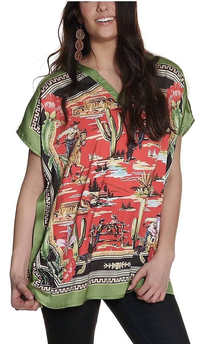 Fashion Express Dressy Retro Cowboy Poncho Blouse