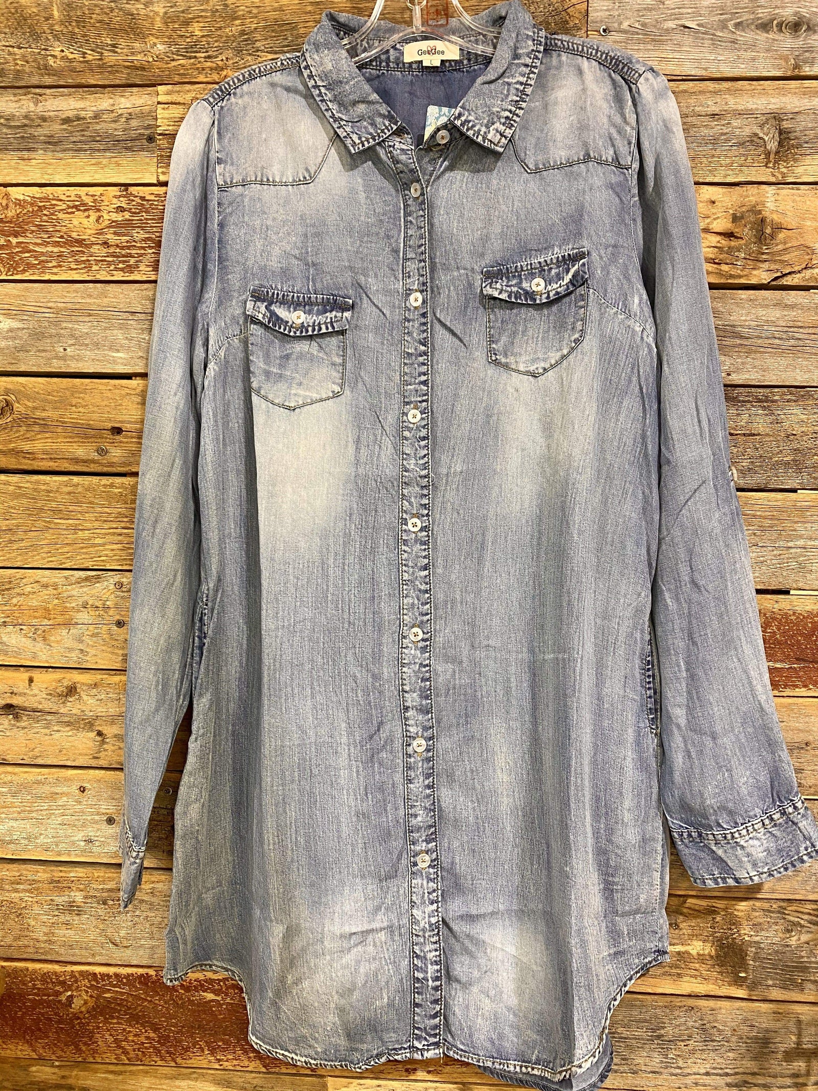 Gee Gee Dresses Long Sleeve Denim Dress Tunic