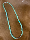 Breeze Tumbled Turquoise Necklace With Navajo Pearls - 18"