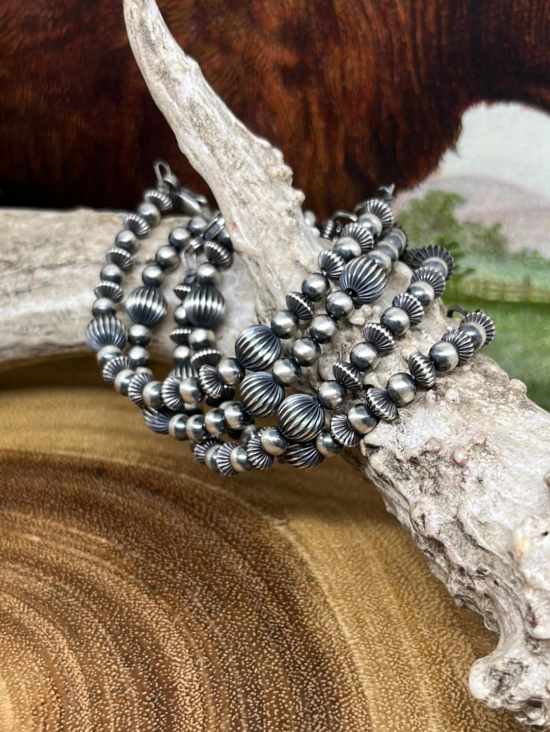 Wren Melon and Navajo Pearl Varied Bracelet