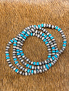 Villa 5mm Navajo Pearl Stretch Bracelet with Turquoise & Stamped Beads