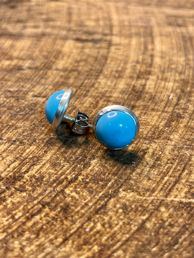 Aria Petite Round Turquoise Earrings