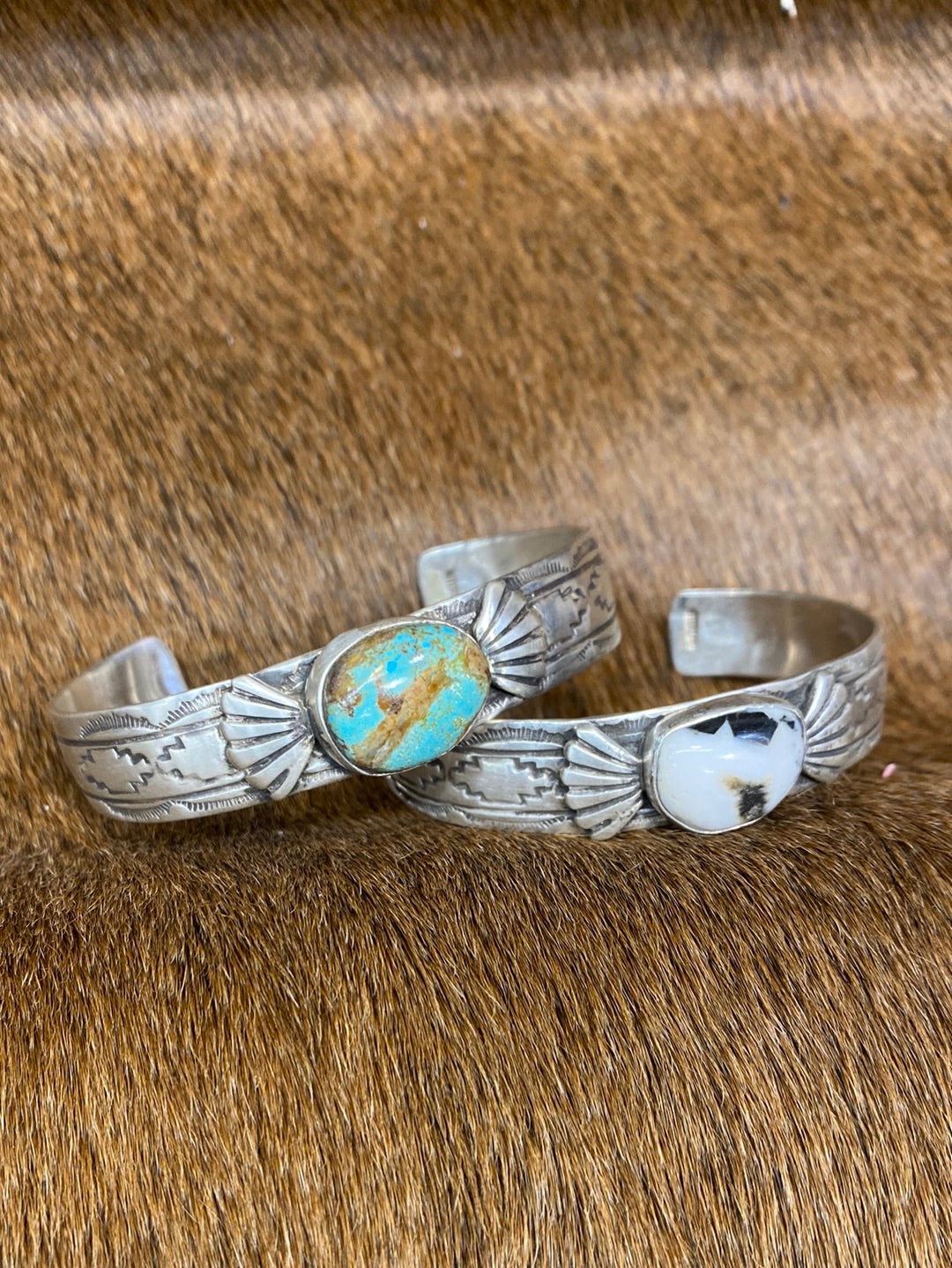 Wings Stamped Sterling Single Stone Cuff